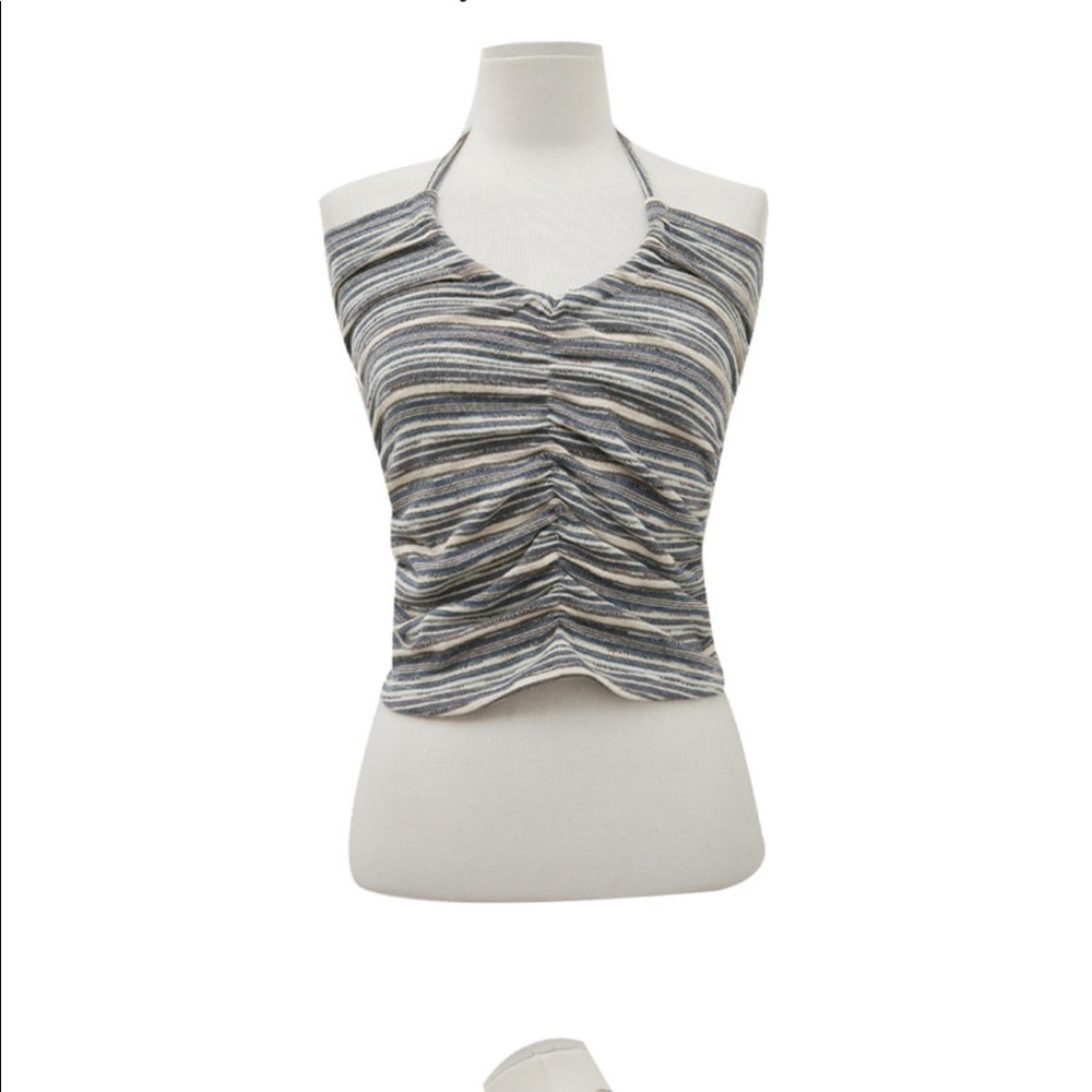 Style Nanda Ruched Striped Halterneck Top - Picture 3 of 7